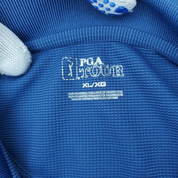 PGA Tour Polo Shirt Mens XL Blue Waffle Textured Performance Short Sleeve - Picture 3 of 12